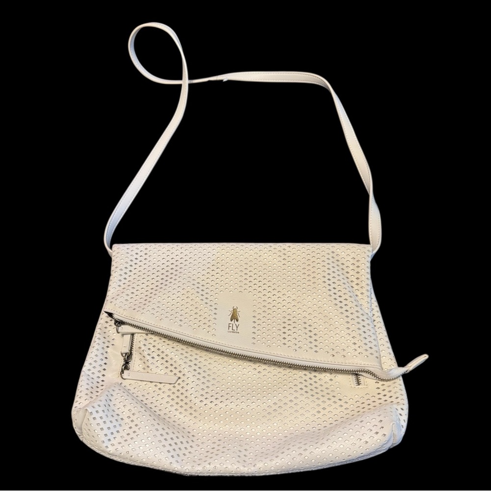Fly London white perforated, Seki leather shoulder bag new old stock
